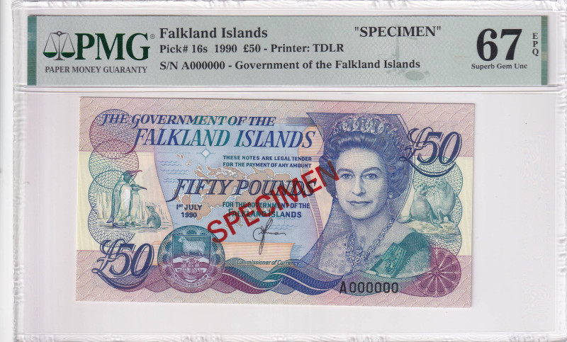 Falkland Islands, 50 Pounds, 1990, UNC, p16s, SPECIMEN

PMG 67 EPQ, High condi...