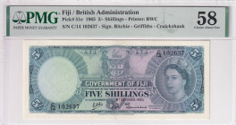 Fiji, 5 Shillings, 1965, AUNC, p51e