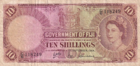 Fiji, 10 Shillings, 1964, VF, p52d