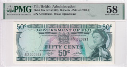 Fiji, 50 Cents, 1969, AUNC, p58a