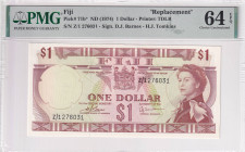 Fiji, 1 Dollar, 1974, UNC, p71b*, REPLACEMENT