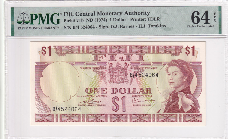 Fiji, 1 Dollar, 1974, UNC, p71b

PMG 64 EPQ, Queen Elizabeth II Portrait

Es...