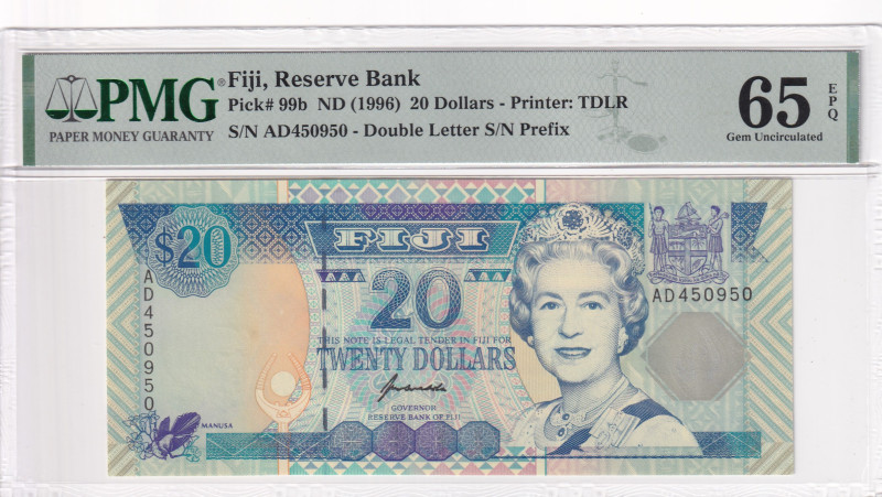 Fiji, 20 Dollars, 1996, UNC, p99b

PMG 65 EPQ, Queen Elizabeth II. Potrait, Qu...