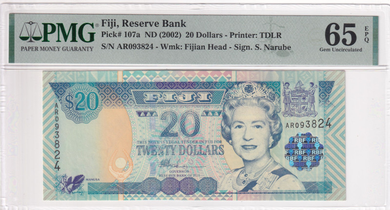 Fiji, 20 Dollars, 2002, UNC, p107a

PMG 65 EPQ, Queen Elizabeth II. Potrait
...