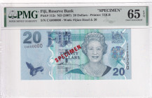 Fiji, 20 Dollars, 2007, UNC, p112s, SPECIMEN