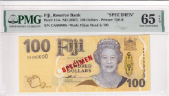 Fiji, 100 Dollars, 2007, UNC, p114s, SPECIMEN