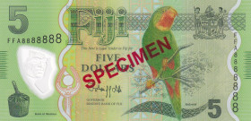 Fiji, 5 Dollars, 2012, UNC, p115as, SPECIMEN
