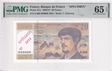 France, 20 Francs, 1980-97, UNC, p151s, SPECIMEN