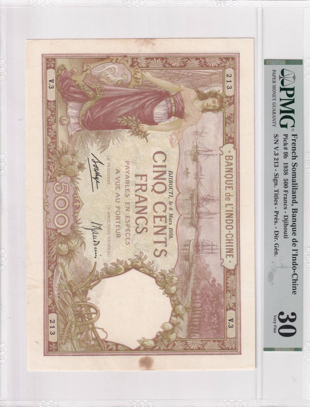 French Somaliland, 500 Francs, 1938, VF, p9b

PMG 30

Estimate: USD 400-800