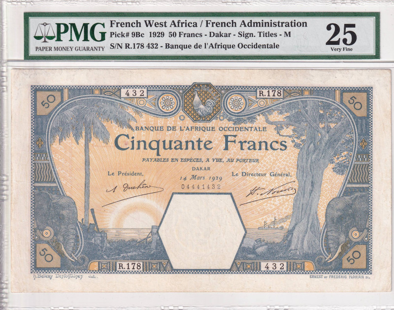 French West Africa, 50 Francs, 1929, VF, p9Bc

PMG 25

Estimate: USD 150-300