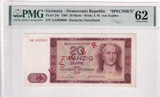 Germany - Democratic Republic, 20 Mark, 1964, UNC, p24s, SPECIMEN