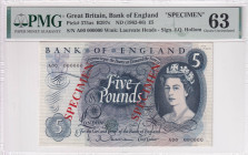 Great Britain, 5 Dollars, 1962-66, UNC, p375as, SPECIMEN