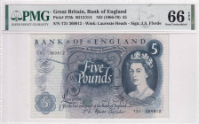 Great Britain, 5 Pounds, 1966/1970, UNC, p375b