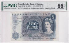 Great Britain, 5 Pounds, 1966/1970, UNC, p375b
