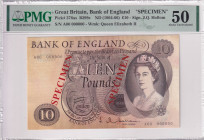 Great Britain, 10 Pounds, 1964-66, AUNC, p376as, SPECIMEN