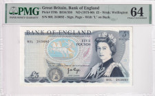 Great Britain, 5 Pounds, 1973-80, UNC, p378b
