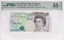 Great Britain, 5 Pounds, 1990-91, AUNC, p382a
