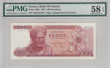 Greece, 100 Drachmai, 1967, AUNC(+), p196b