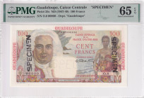Guadeloupe, 100 Francs, 1947-49, UNC, p35s, SPECIMEN