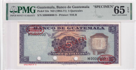 Guatemala, 5 Quetzales, 1964-71, UNC, p53s, SPECIMEN