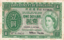 Hong Kong, 1 Dollar, 1958, UNC(-), p324Ab