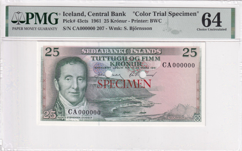 Iceland, 25 Kronur, 1961, UNC, p43cts, COLOR TRIAL SPECIMEN

PMG 64

Estimat...