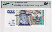 Iceland, 5.000 Kronur, 1985/1986, UNC, p53a, SPECIMEN
