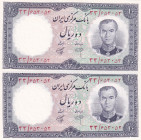 Iran, 10 Rials, 1961, UNC, p71, (Total 2 consecutive banknotes)