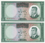 Iran, 50 Rials, 1962, UNC, p73a, (Total 2 consecutive banknotes)