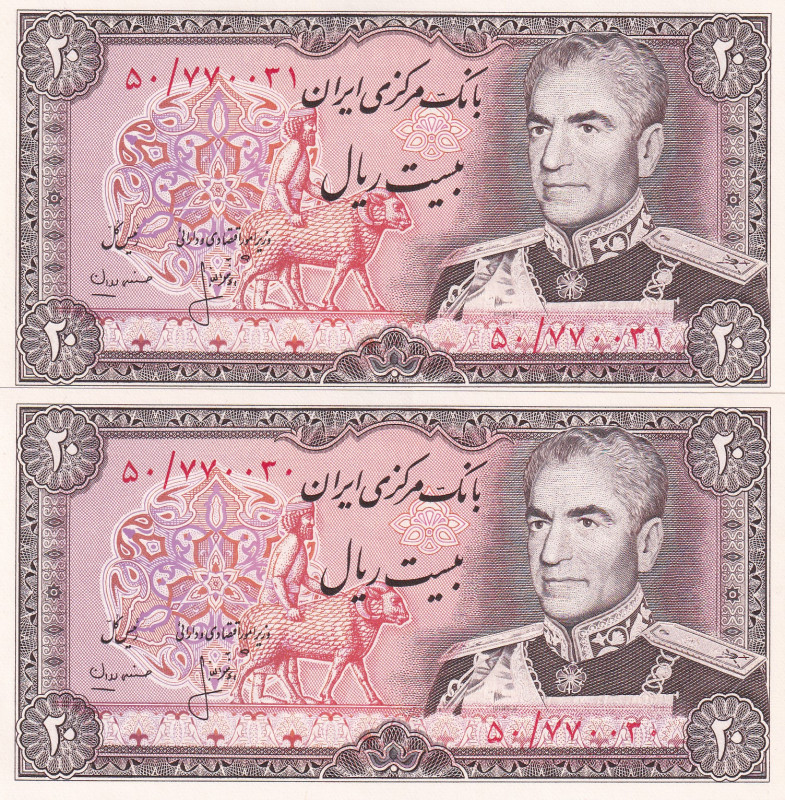Iran, 20 Rials, 1974/1979, UNC, p100a, (Total 2 consecutive banknotes)

Estima...