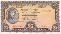 Ireland, 5 Pounds, 1968, VF, p65