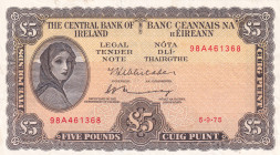 Ireland, 5 Pounds, 1975, VF, p65c