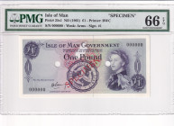 Isle of Man, 1 Pound, 1961, UNC, p25s1, SPECIMEN