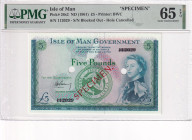 Isle of Man, 5 Pounds, 1961, UNC, p26s2, SPECIMEN