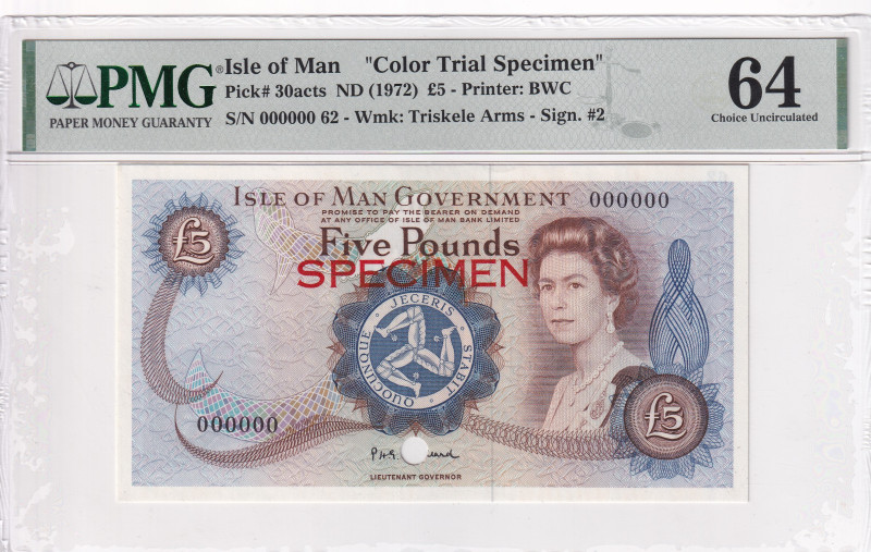 Isle of Man, 5 Pounds, 1972, UNC, p30acts, SPECIMEN

PMG 64, Queen Elizabeth I...