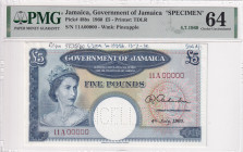 Jamaica, 5 Pounds, 1960, UNC, p48bs, SPECIMEN