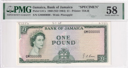 Jamaica, 1 Pound, 1964, AUNC, p51Cs, SPECIMEN