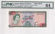 Jamaica, 1 Pound, 1961, UNC, p51s, SPECIMEN