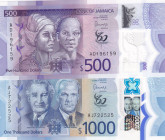 Jamaica, 500-1.000 Dollars, 2022, UNC, p98;p99, (Total 2 banknotes)