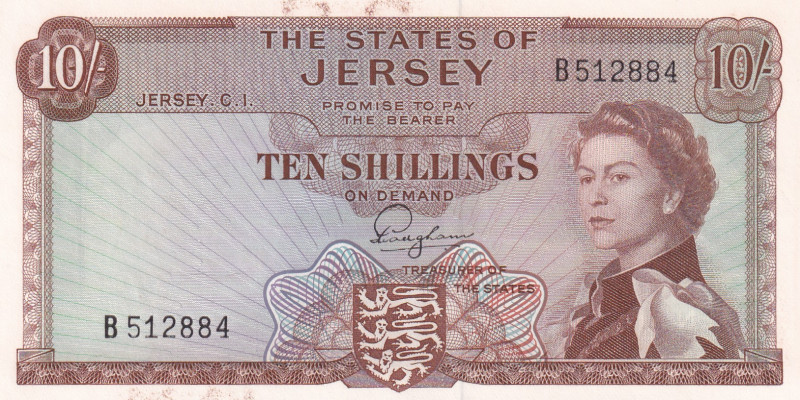 Jersey, 10 Shillings, 1963, UNC, p7a

Queen Elizabeth II Portrait

Estimate:...