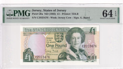Jersey, 1 Pound, 1993, UNC, p20a
