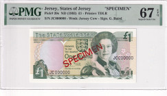 Jersey, 1 Pound, 1993, UNC, p20s, SPECIMEN