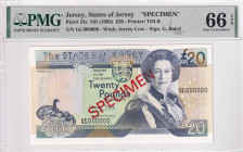 Jersey, 20 Pounds, 1993, UNC, p23s, SPECIMEN