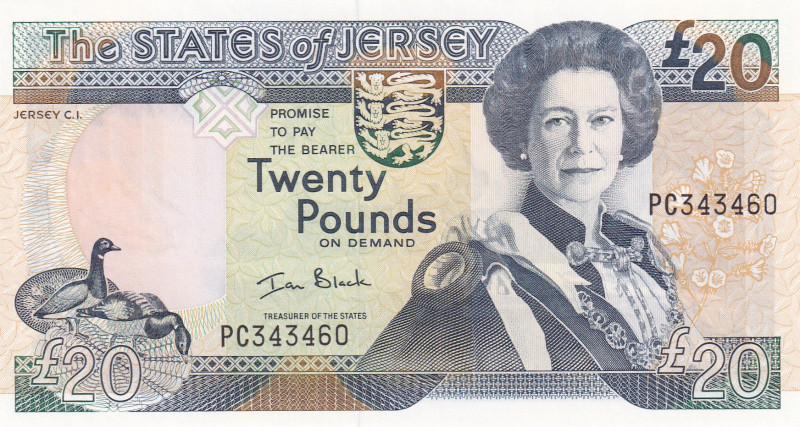 Jersey, 20 Pounds, 2000, UNC, p29a

Queen Elizabeth II Portrait

Estimate: U...