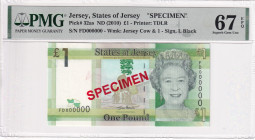 Jersey, 1 Dollar, 2010, UNC, p32as, SPECIMEN
