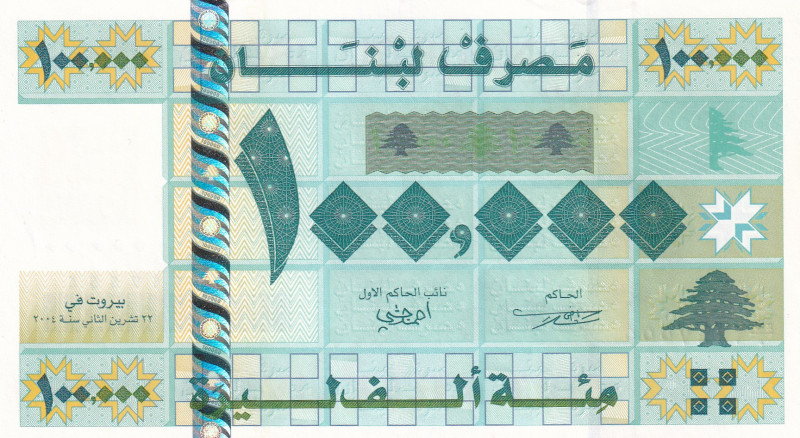 Lebanon, 100.000 Livres, 2004, UNC, p89r, REPLACEMENT

Estimate: USD 20-40