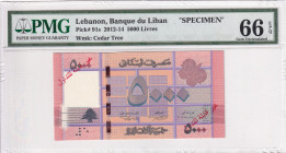 Lebanon, 5.000 Livres, 2012/2014, UNC, p91s, SPECIMEN