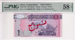 Libya, 1 Dinar, 2013, AUNC(+), p76s, SPECIMEN