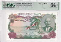 Malawi, 20 Kwacha, 1983, UNC, p17as, SPECIMEN