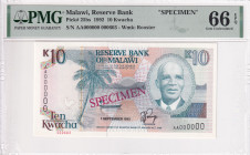 Malawi, 10 Kwacha, 1992, UNC, p25bs, SPECIMEN